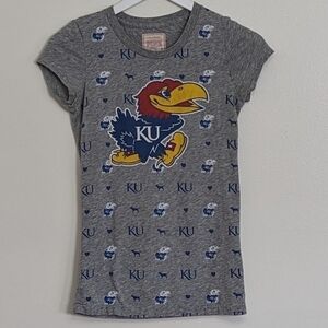 Victoria's Secret Pink KU Jayhawks Small Short Sleeve T-shirt Gray